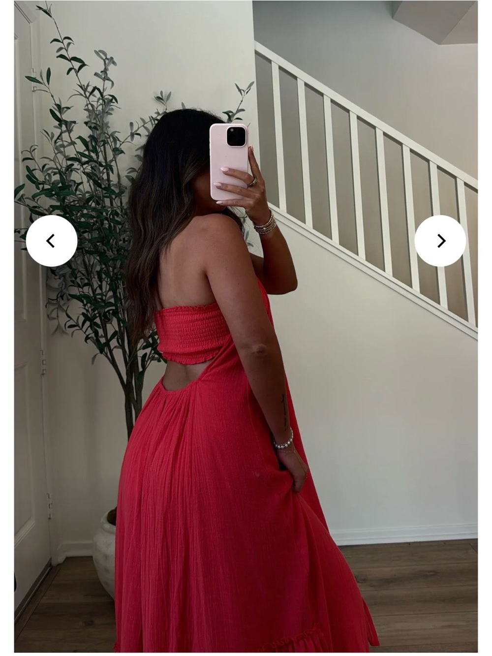 Red Halter Maxi Dress with Ruffled Hem - Picture 5 of 5